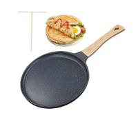 Padella Per Crepes Ø24cm Con Maniglia Rimovibile,Crepiera Induzione, Crepiera Con Distributore Di Impasti, Rivestimento in Ceramica Antiaderente,manico in Legno, Senza PFOA, Per Tutti I Fornelli