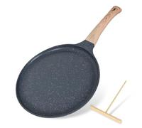 Padella per Crepes, Padella per Pancak con Maniglia Rimovibile, Distributore di Impasti, Padella Induzione Rivestimento Antiaderente, Compatibile con Tutti i Fornelli Inclusa Induzione (Nero - 28cm)