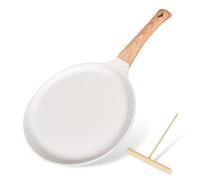 Padella per Crepes, Padella per Pancak con Maniglia Rimovibile, Distributore di Impasti, Padella Induzione Rivestimento Antiaderente, Compatibile con Tutti i Fornelli Inclusa Induzione (Bianco - 24cm)