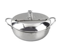 Padella per friggere, padella per tempura in acciaio inossidabile in stile giapponese Pentola per frittura profonda con termometro Fornello a induzione Pentola per pollo Strumenti di cottura(L 24 cm)