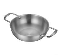 Padella per Paella in Acciaio con Doppio, Piatto per Cottura Uniforme, Pentola per versatile per Fornello e Forno, per ideale per Risotti e Stufati, 24cm Argento(Silvery 28CM)