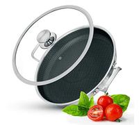 Padella per paella o padella con coperchio sicuro da usare in forno - Utensile antigraffio per la cucina e per la casa per soffriggere, arrostire, grigliare - 32 cm - In alluminio inox