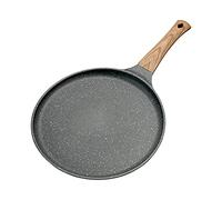 Padella per pancake, crepiera 24CM, rivestita in alluminio pressofuso, padella pancake padella antiaderente professionali con manico in legno antiscottatura, per induzione e altre fonti di calore