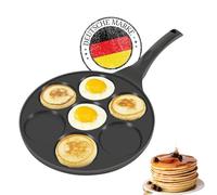 Padella per pancakes da 26 cm di diametro, rivestimento a 3 strati, con 7 fori, adatta per piani a induzione, in alluminio pressofuso