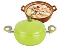 Padella per salsa - e a forma di frutta - Pentola in ghisa per pomodori con coperchio | Per fornelli da cucina a induzione e piano cottura a induzione per friggere la cottura per zuppa di latte e per