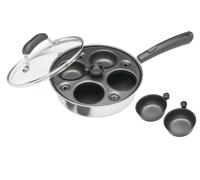 PADELLA PER UOVA ACCIAIO AL CARBONIO 21 CM 4 POSTI EGG POACHER COTTURA UNIFORME