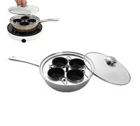 Padella per uova - Creatore di uova | Еg Cooker Pan | Pentole da cucina Pezzo Fornello Innovativo 4 tazze Design in camicia Pratico 2 in 1 Opzione versatile Scelta conveniente Colazione adatta