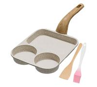 Padella per uova, padella maniglia resistente al calore, 3 sezione NON STICH PANCAKE PER COUCK, piastra con spatola e pennello, pulizia di cottura facile per frittata, pancetta, cuochi per la preparaz