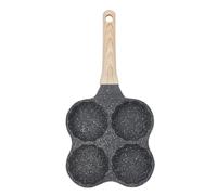 Padella per Uovo 4 Tazza Antiaderente in Alluminio Frittata Skillet con Manico in Legno, Pentola per Cuocere le Uova per Fornello a Gas Pentole ad Induzione(Faccia sorridente)