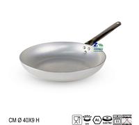 PADELLA PROFESSIONALE IN ALLUMINIO DIAM. CM 40X9 H CON MANICO IN ACCIAIO