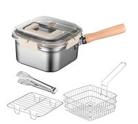 Padella Profonda - Padella Profonda In Acciaio Inossidabile | Pentola Friggitrice Con Cesto E Gocciolamento Di Olio | Usi Di Cucina Per Cottura Per Esterni Per Campeggio Per Picnic Bbq Bbq Incontri Fa