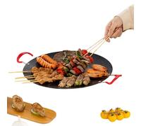Padella quadrata in stile coreano, griglia coreana per fornello da campeggio, griglia per barbecue coreana con manico in silicone, padella rotonda, griglia coreana per interni per la casa