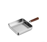 Padella quadrata, mini padella antiaderente per omelette con fondo piatto in acciaio inossidabile, padella per uova non rivestita, per la colazione domestica (D)