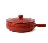 Padella Rossana con Coperchio, Casseruola in Terracotta, Padella per stufati, Colì Maioliche e Terrecotte dal 1650, Rosso, diametro 16 cm