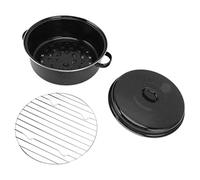 Padella tesa non bastone Non bastoncino padella torrefattore con coperchio nero maculato per patate dolci arrostite carni da forno ma materiale barbecue smalto in ferro in acciaio (Copertura di ferro