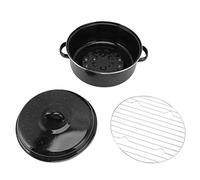 Padella tesa non bastone Non bastoncino padella torrefattore con coperchio nero maculato per patate dolci arrostite carni da forno ma materiale barbecue smalto in ferro in acciaio (Copertura di ferro