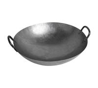 Padella Wok 40 CM Ø 16 Pollici Arrotondato Pavimento Carbonio Acciaio 2 Henkel