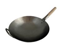 Padella Wok 40 CM Ø Handgehämmerter Rotondo Pavimento Carbonio Acciaio Manico