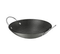 Padella wok cinese in acciaio inox ispessito con doppie orecchie per paella spagnola padella per servire cibo pentola per frutti di mare padella nera con fondo rotondo padella per cucinare a casa nero