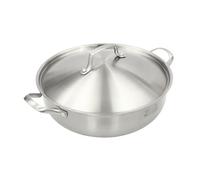 Padella wok in acciaio inox con coperchio, padella per friggere e friggere per piani cottura a induzione e gas