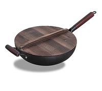 Padella Wok in Ghisa, Wok Cinese in Ferro Resistente Antiaderente O Padella per Friggere, Pentola Non Rivestita per Uso Domestico, Pentola in Ferro Forgiato A Mano, Pentole da Cucina-d