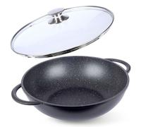 Padella wok in granito con coperchio in vetro GRANDE 32 cm