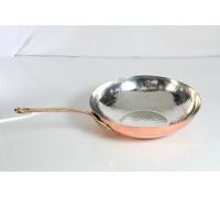 Padella WOK in Rame CHEF CUCINA saltapasta manico in ottone professionale 32 cm