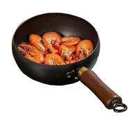 Padelle antiaderenti - Pentola con coperchio | Padella in ferro profondo, antiaderente naturale | Padella da cucina in ferro puro con manico in legno, recipiente da cucina sano per fritture in