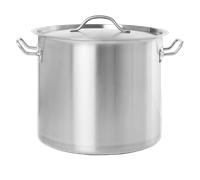 HENDI Pentola con coperchio, grande capacità: 25L, adatta a tutte le fonti di calore, lavabile in lavastoviglie, ø345x(H)350mm, acciaio inox