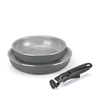 Moneta Melodia Finegres Minispace Set di padelle 24-28 cm, rivestimento naturale FineGres (NO PFAS), anche per induzione. 100% Made in Italy.