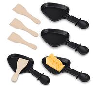 Padelle per Raclette 4 Pezzi Rivestimento Antiaderente Mini Piatti Piastra da Raclette con 4 Pala di legno per Formaggio Fuso Uovo Fritto(Triangolo)