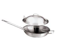 Wok Con Griglia E Coperchio Cm 32 Serie 2500 3-Ply Inox-Alluminio-Inox, peso 3,1 kg