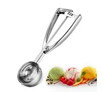 Paderno 41473-31 Ice Cream Scoop Versatile e Multiuso, Porzionatore Gelato, per Gelato Artigianale o Industriale, Diametro 30 mm, Argento