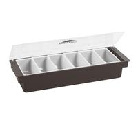 Paderno 44103-06 Contenitore 6 Scomparti, Portacondimenti 6 Vaschette ideale per Insalata e Condimenti, Lavabile in lavastoviglie, Dimensioni: 49x15 cm, ABS