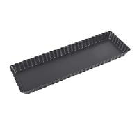 Paderno 47717-35 Tortiera Antiaderente con Fondo Mobile - Stampo rettangolare per dolci e torte salate 35 x 11 cm, Altezza 2,5 cm, colore nero