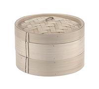 Paderno Cestello per Cottura a Vapore, Cuocivapore di Bambù con Coperchio, 2 Livelli, Diametro 20 cm, Colore Naturale