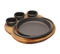 Paderno Lava Piatto tondo ghisa 20 cm Supporto legno Coppette salsa