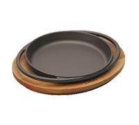 Paderno Lava Piatto tondo ghisa con manici supporto legno 16/ 20 cm
