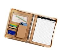 Padfolio da uomo in pelle - Elegante porta documenti, porta documenti in pelle | Organizer per padfolio in pelle con cerniera, blocco note legale per curriculum Vitae Business Co, Marrone, Consulte la
