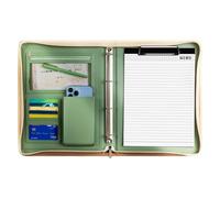 Padfolio da uomo in pelle - Elegante porta documenti, porta documenti in pelle | Organizer per padfolio in pelle con cerniera, blocco note legale per curriculum Vitae Business Co, verde, Consulte la