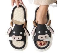 PADGCNOR Pantofole Invernali Donna Pantofole invernali calde in peluche for donna, da interno, adorabili, a forma di mucca latte, morbide e, antiscivolo, for la casa camera letto(Black-cow5,42-43)