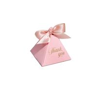 PADGCNOR Sacchetti di Cotone e Lino per Caramelle Thank You Creative Bronzing Box Packaging Triangle Shape Wedding Candy Birthday Party Cosmetic(Pink,10pcs)