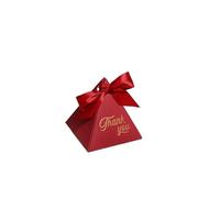 PADGCNOR Sacchetti di Cotone e Lino per Caramelle Thank You Creative Bronzing Box Packaging Triangle Shape Wedding Candy Birthday Party Cosmetic(Red,50pcs)