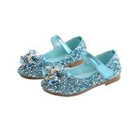 PADGCNOR Scarpe Principessa Bambina Scarpe da Ragazza alla Moda Basse for Bambini con Paillettes Strass Principessa Scarpe Nodo a Farfalla for Studenti(Blue,27inner16.8cm)