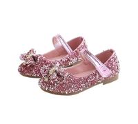 PADGCNOR Scarpe Principessa Bambina Scarpe da Ragazza alla Moda Basse for Bambini con Paillettes Strass Principessa Scarpe Nodo a Farfalla for Studenti(Pink,30inner18.8cm)