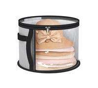 PADGCNOR Secchiello porta-cappelli, organizer da viaggio for cappelli e indumenti, borsa pieghevole con tesa rotonda, maniglia finestra trasparente(Gray-2PCS)