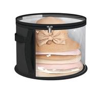 PADGCNOR Secchiello porta-cappelli, organizer da viaggio for cappelli e indumenti, borsa pieghevole con tesa rotonda, maniglia finestra trasparente(Black-1PC)