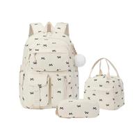 PADGCNOR Zaino for la scuola universitaria in velluto a coste 3 in 1 con borsa for il pranzo e astuccio for matite, set di zaini carini for ragazze(Style 3)