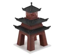 Padiglione Cinese e Acquario Marrone in Plastica Miniatura per Bonsai | Collocazione Adattabile, Design Tradizionale Retrò Asiatico, Uso su Mensola o Tavolo Zen Resistente