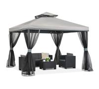 Padiglione da giardino color grigio con zanzariera Valencia 3x3 m Garden Point